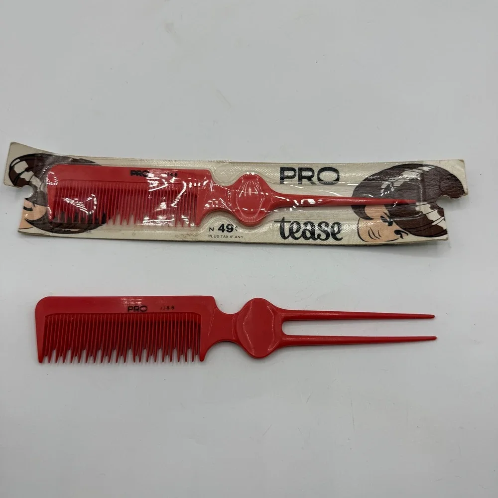 PRO Tease Vintage‎ Red Styling Comb Double Duty Hair Tool 1158